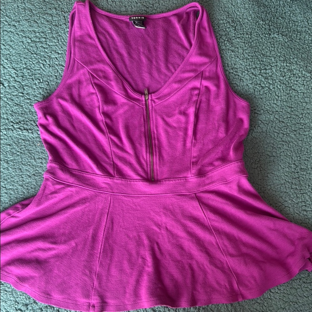 Torrid Pink Peplum Fitted Tank Top